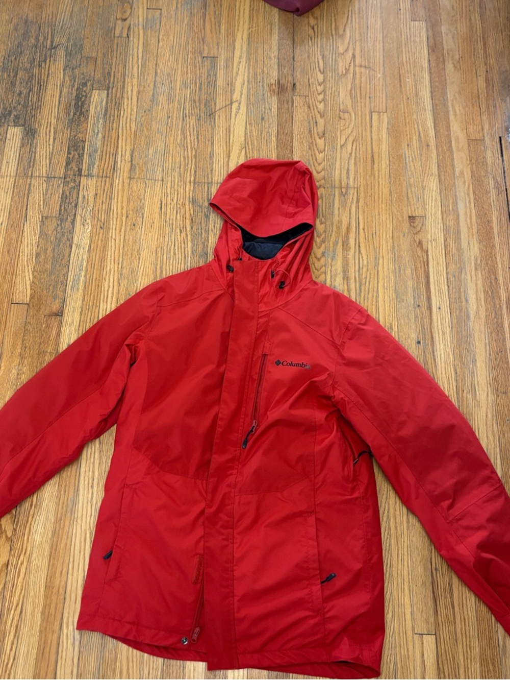 Columbia Men's Red Waterproof Hooded Rain Jacket